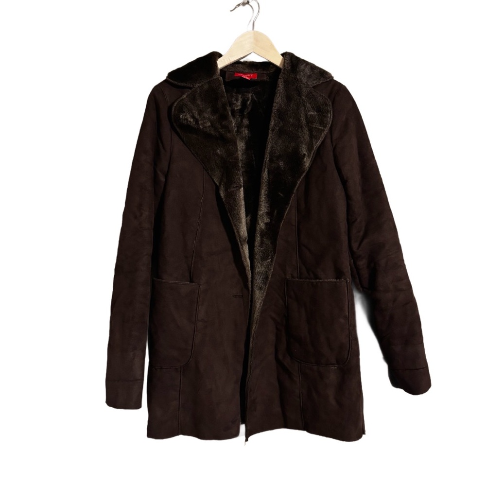 Vintage Esprit Faux Fur/Suede Brown Button Up Looks New Women’s Size M